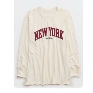 Aerie Cream Long Sleeve Tee